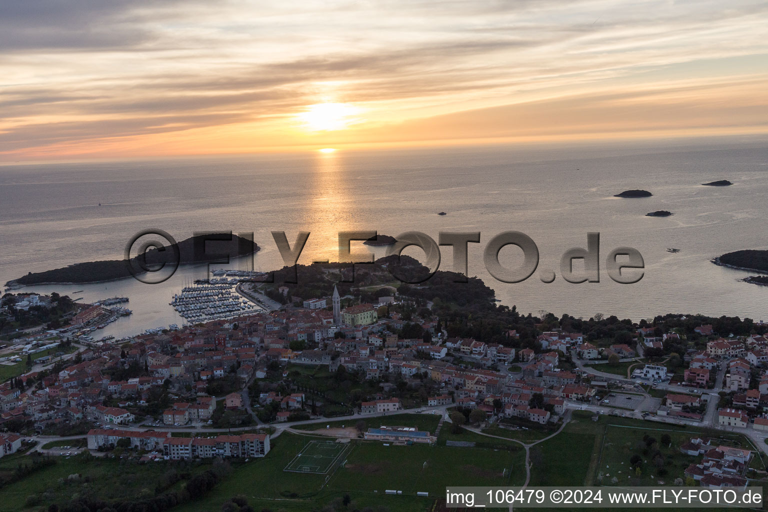 Vue d'oiseau de Vrsar dans le département Gespanschaft Istrien, Croatie