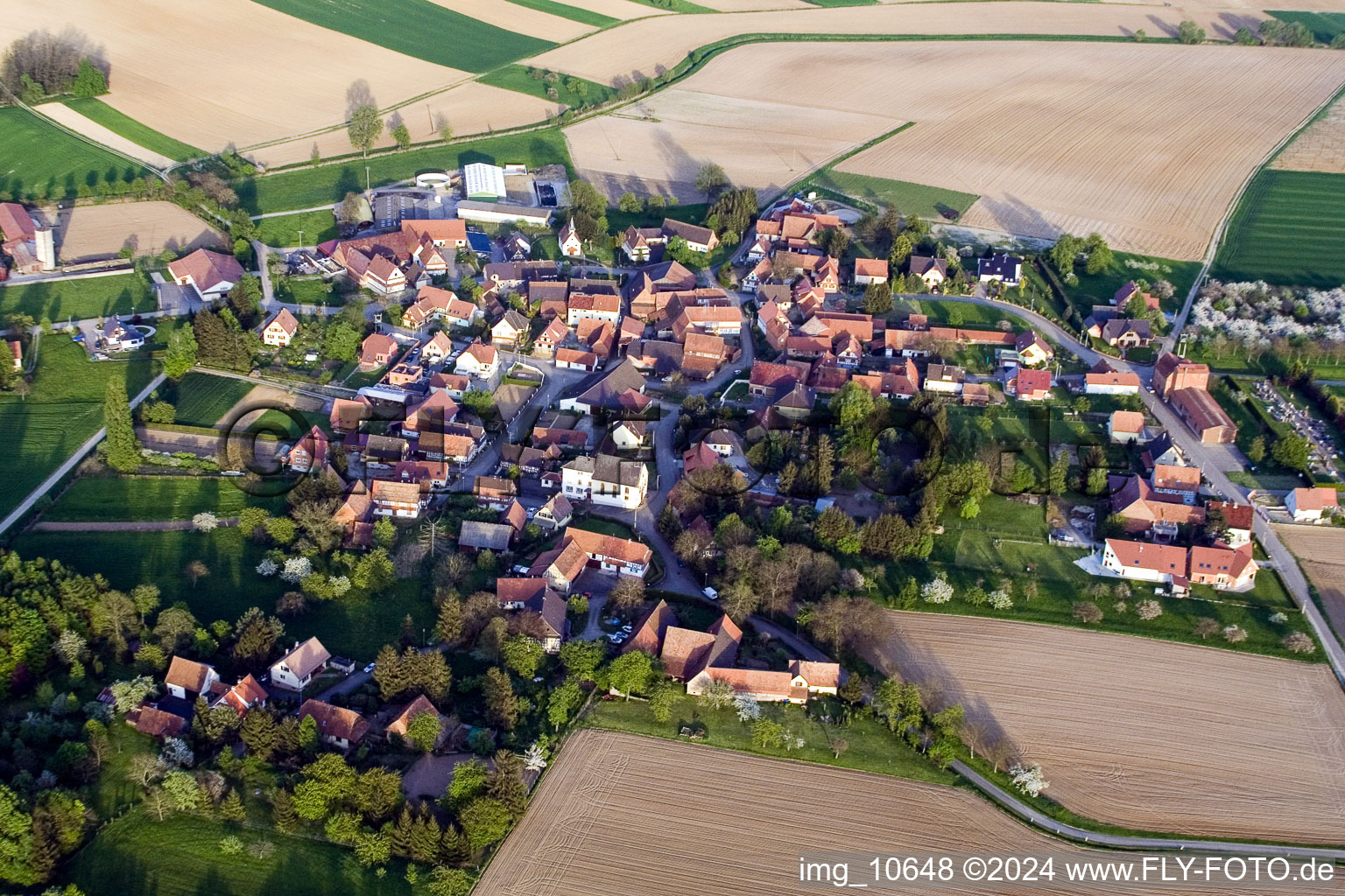 Vue oblique de Reimerswiller dans le département Bas Rhin, France