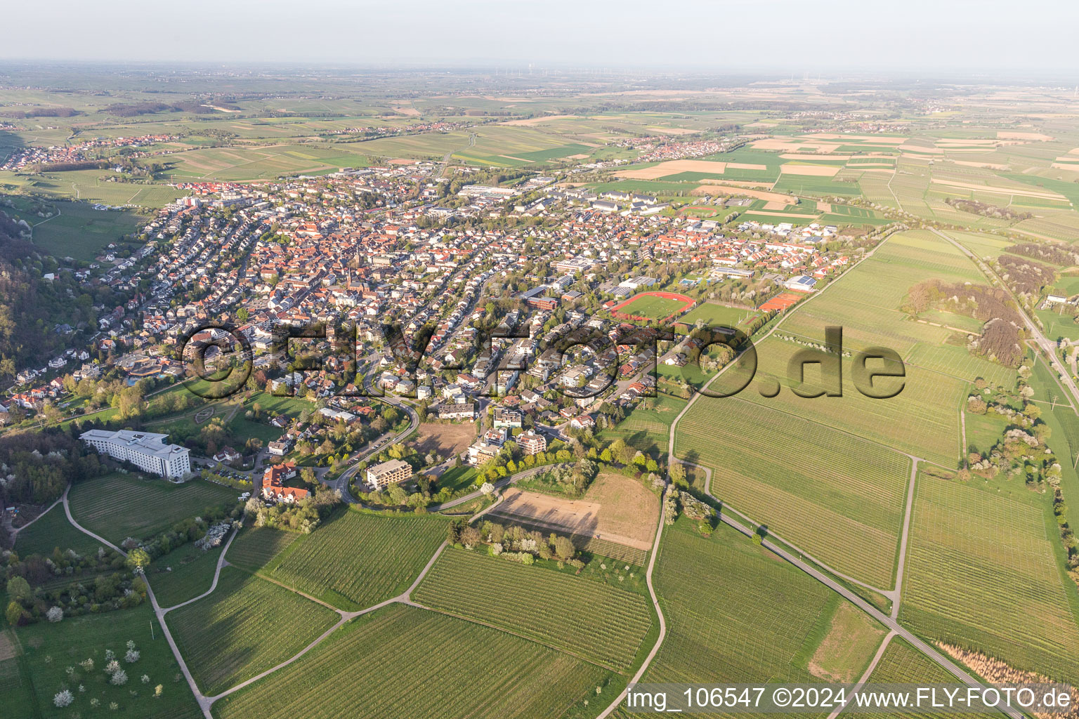 Vue aérienne de Bad Bergzabern dans le département Rhénanie-Palatinat, Allemagne