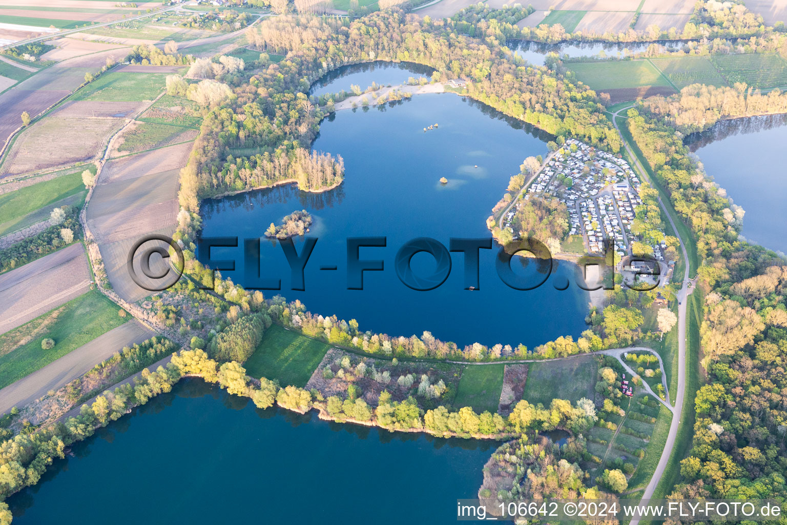 Photographie aérienne de Étang de carrière à Lingenfeld dans le département Rhénanie-Palatinat, Allemagne