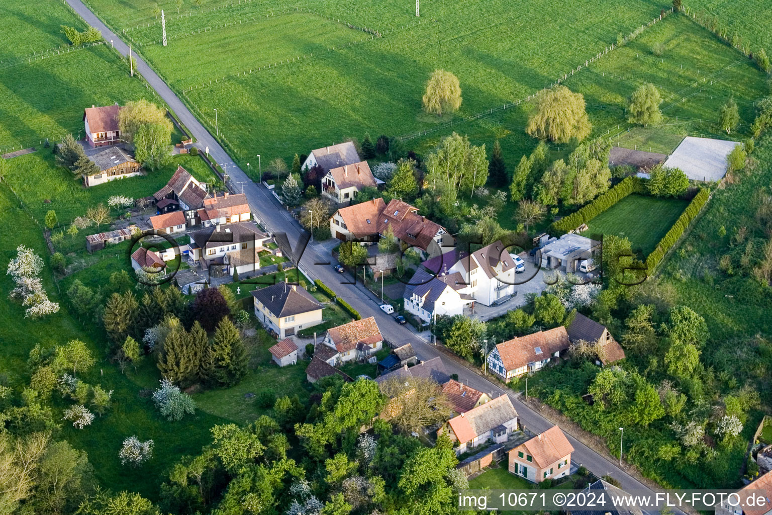 Vue aérienne de Champs agricoles et surfaces utilisables à Durrenbach dans le département Bas Rhin, France
