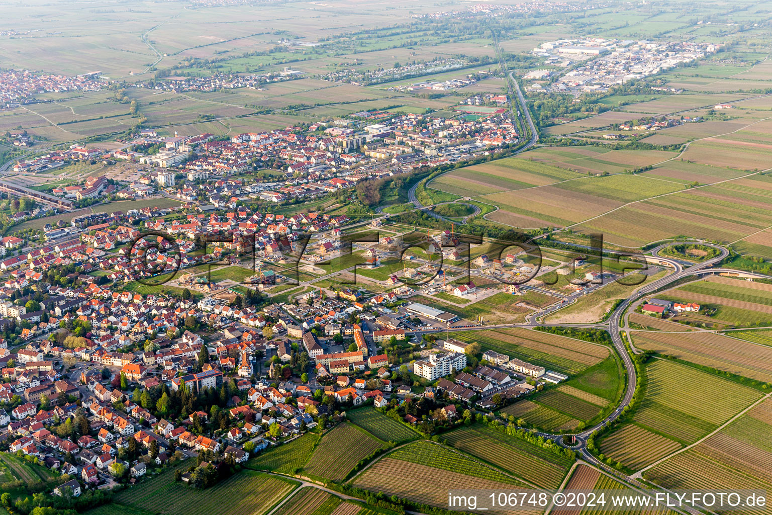 Vue aérienne de Nouvelle zone de développement à Bad Dürkheim dans le département Rhénanie-Palatinat, Allemagne