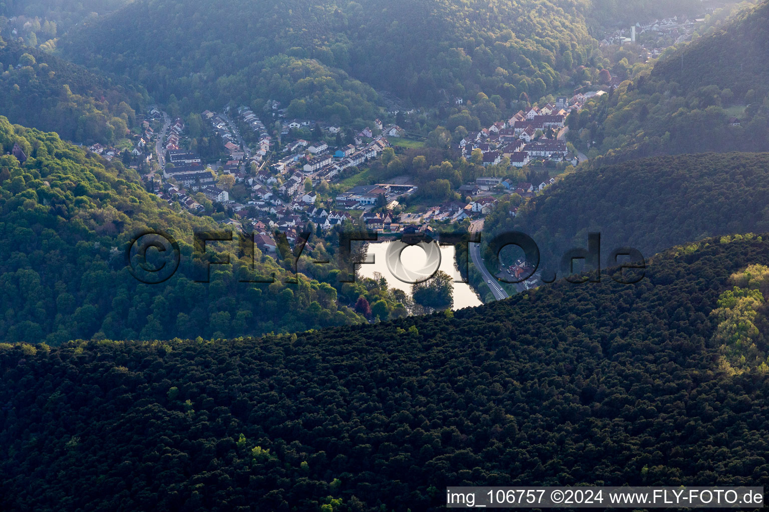 Vue aérienne de Herzogweiher à le quartier Grethen in Bad Dürkheim dans le département Rhénanie-Palatinat, Allemagne