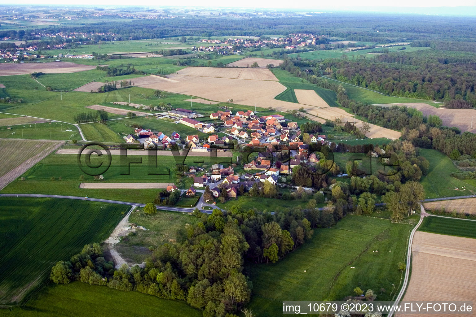 Eschbach dans le département Bas Rhin, France d'en haut