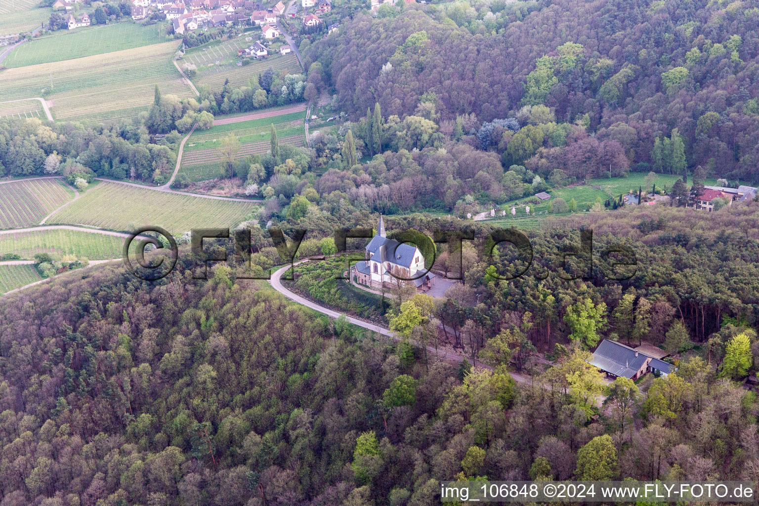 Photographie aérienne de Chapelle Sainte-Anne à Burrweiler dans le département Rhénanie-Palatinat, Allemagne