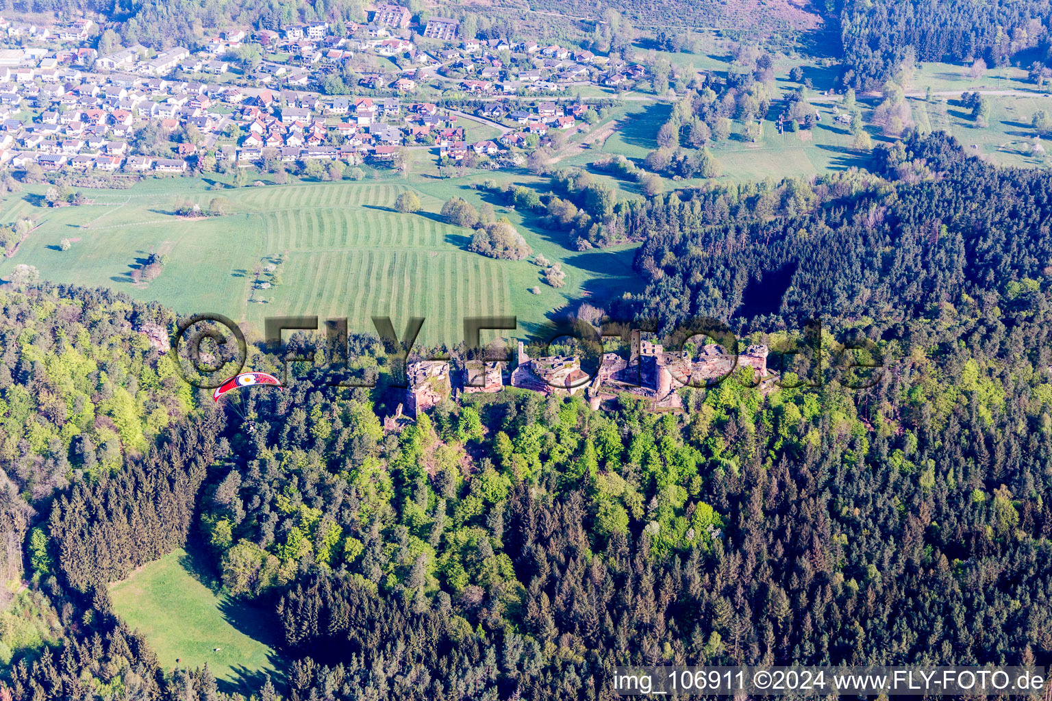 Vue aérienne de Ruines d'Altdahn à Dahn dans le département Rhénanie-Palatinat, Allemagne