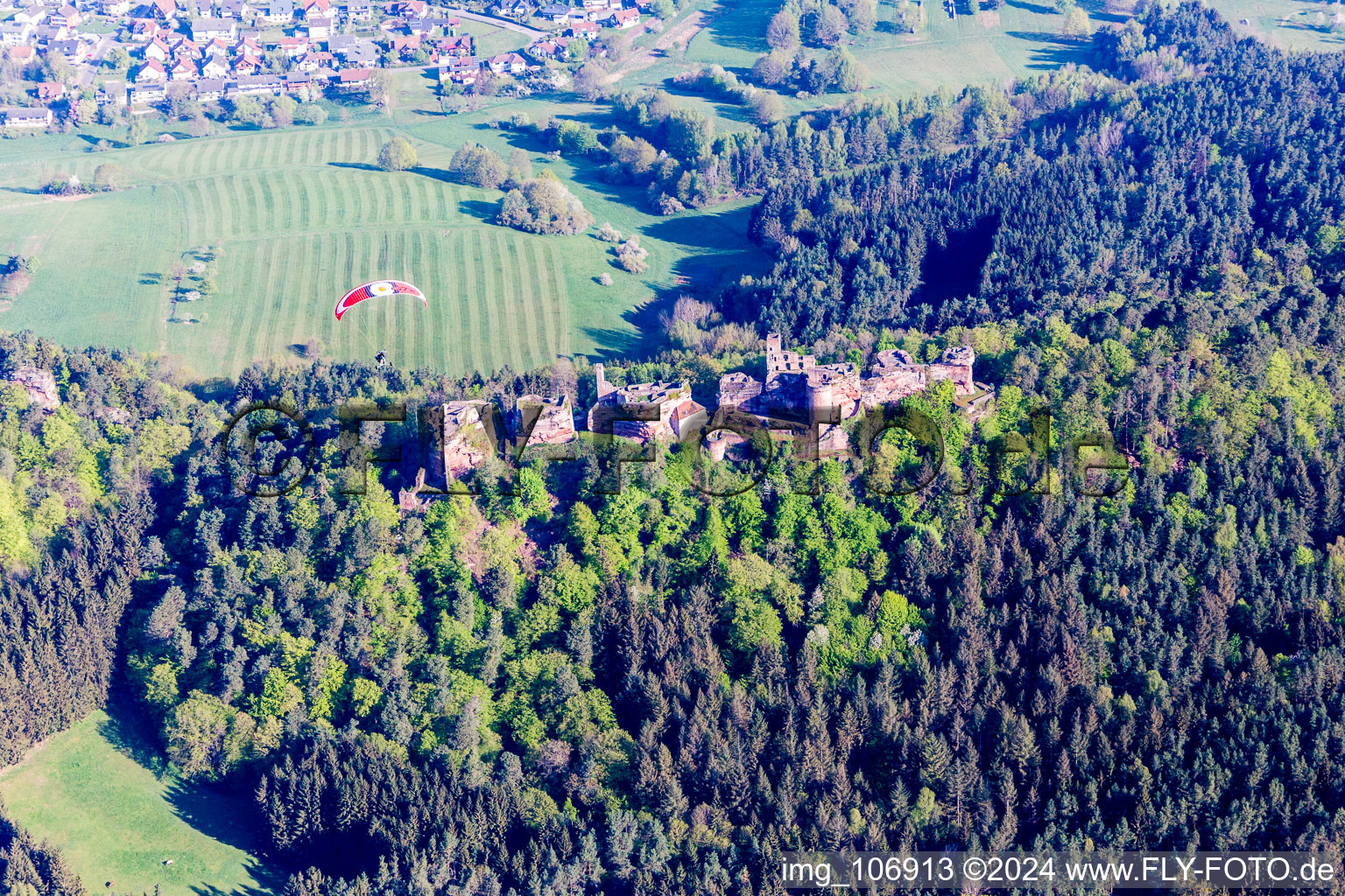 Photographie aérienne de Ruines d'Altdahn à Dahn dans le département Rhénanie-Palatinat, Allemagne