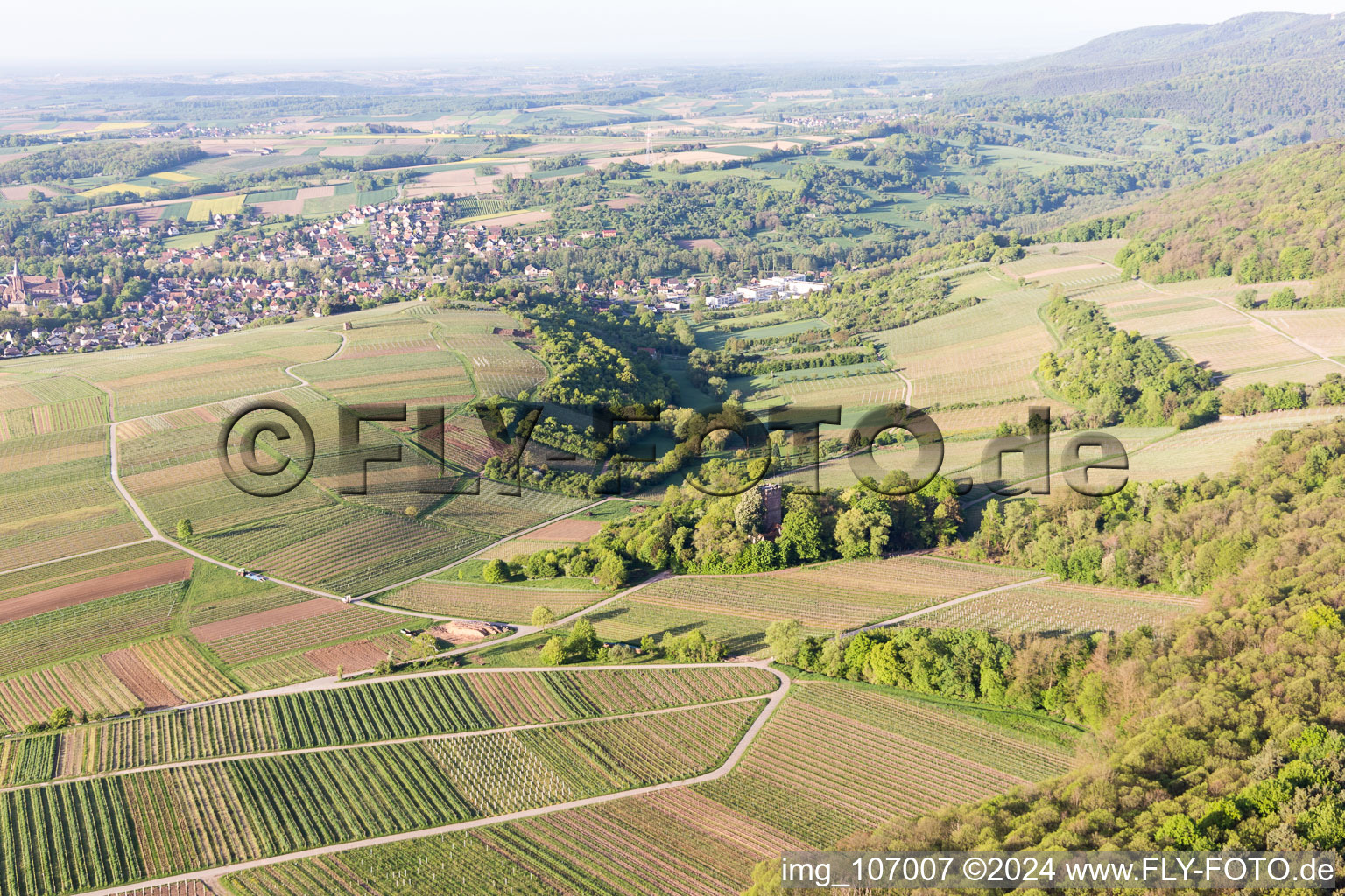 Vue aérienne de Sonnenberg à Wissembourg dans le département Bas Rhin, France