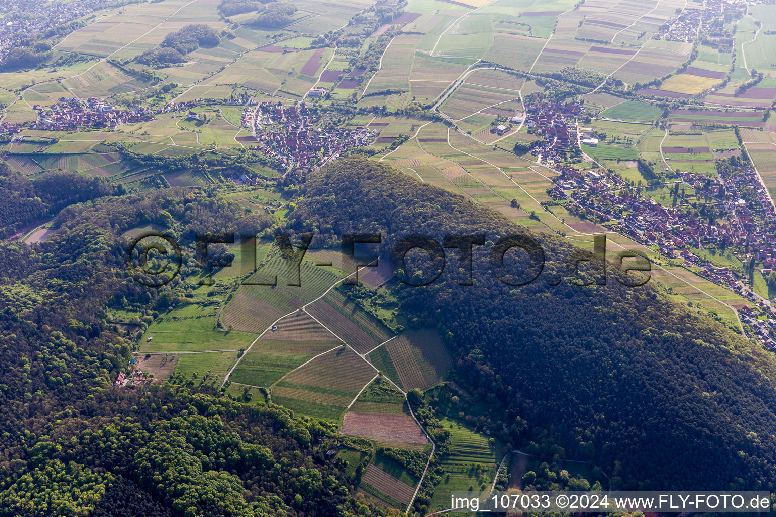 Vue aérienne de Haardtrand Wolfsteig à Pleisweiler-Oberhofen dans le département Rhénanie-Palatinat, Allemagne