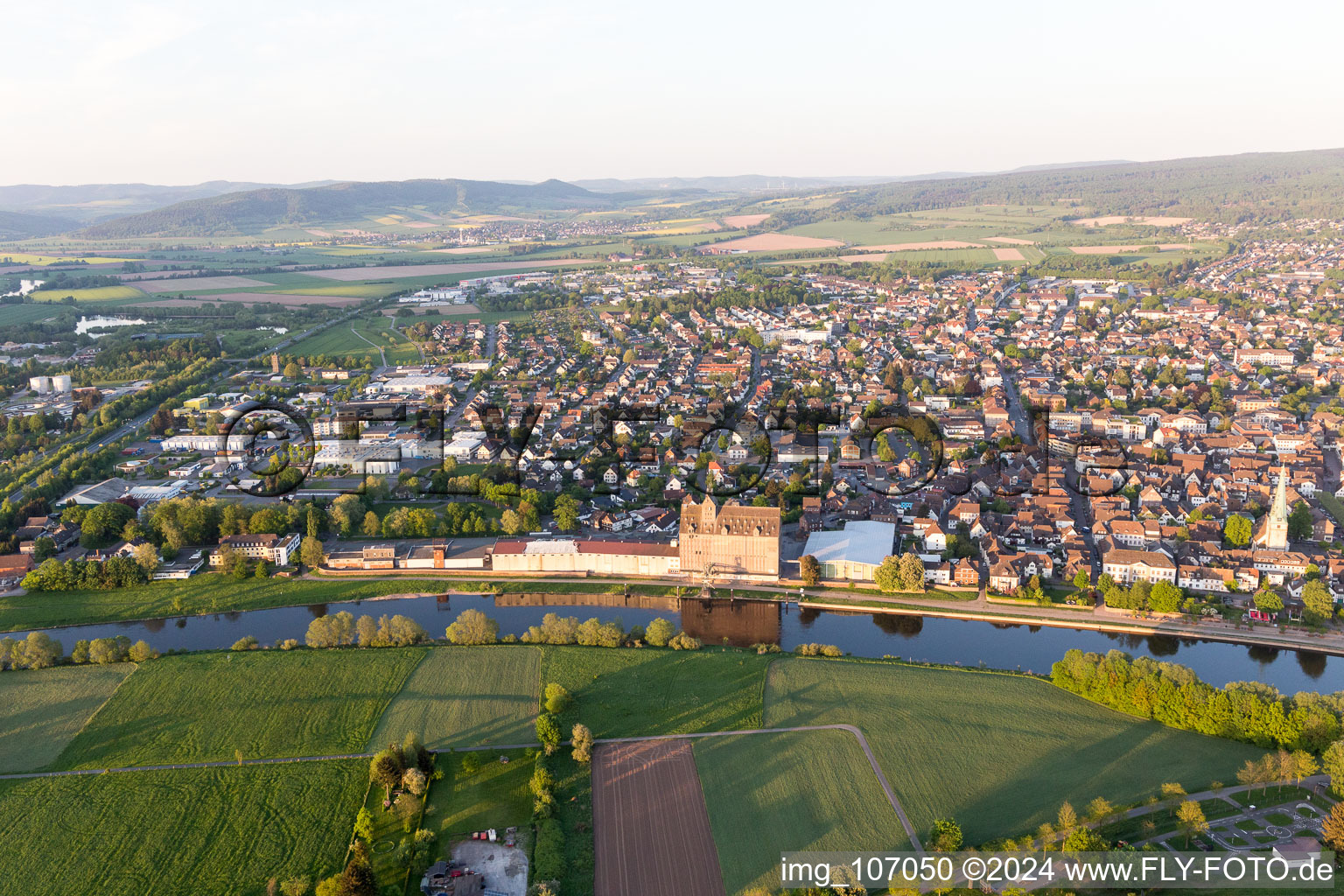 Holzminden dans le département Basse-Saxe, Allemagne d'en haut