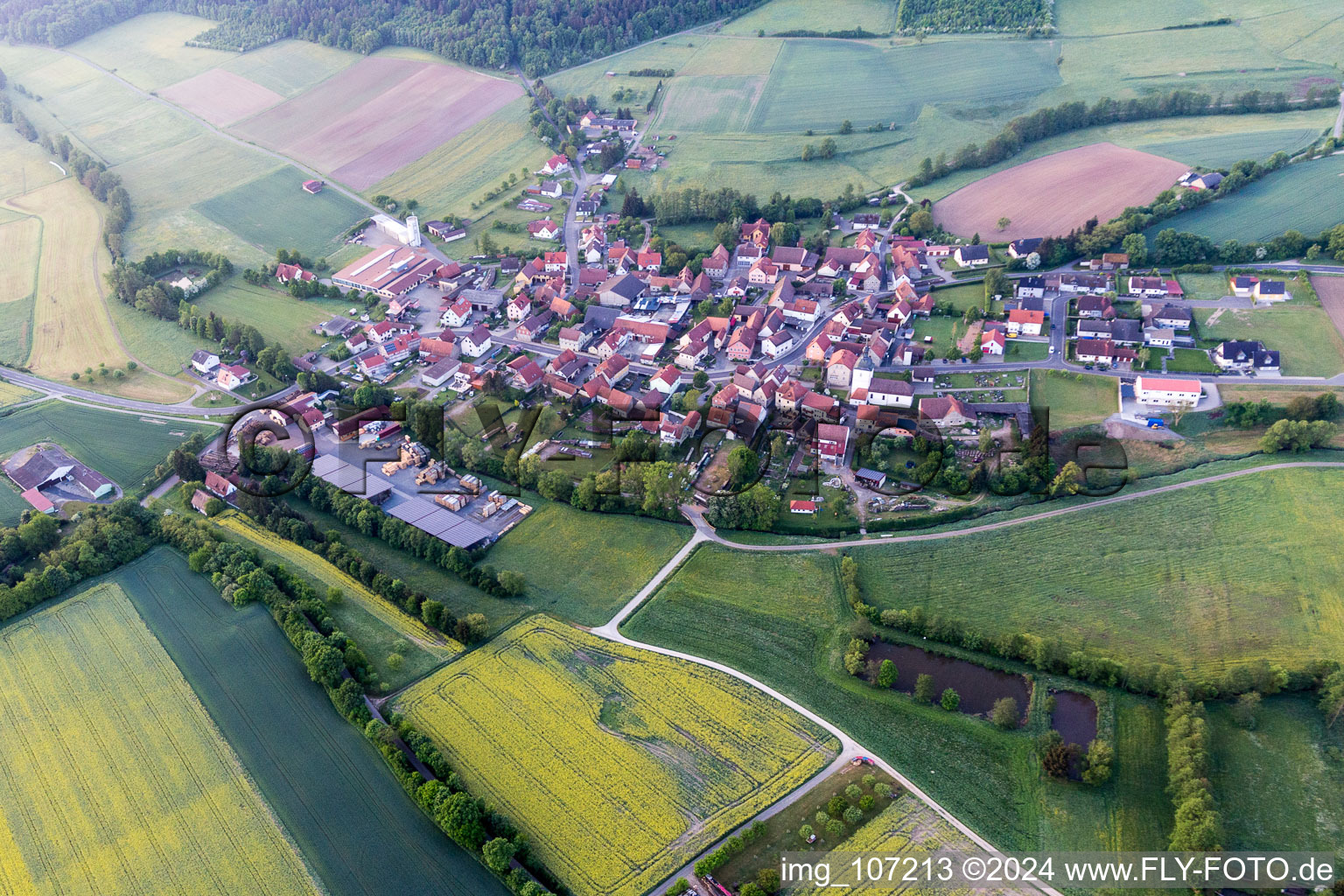 Vue aérienne de Quartier Wustviel in Rauhenebrach dans le département Bavière, Allemagne