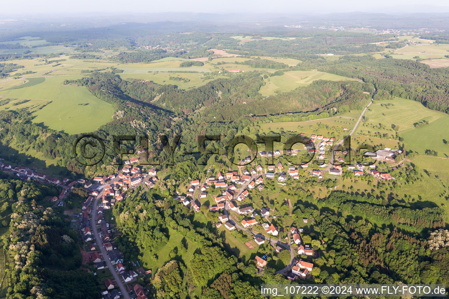 Vue aérienne de Hottviller dans le département Moselle, France