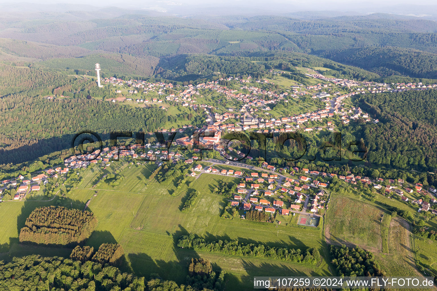 Vue aérienne de Goetzenbruck dans le département Moselle, France