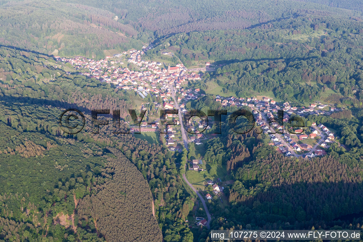 Vue aérienne de Cherche à Soucht dans le département Moselle, France