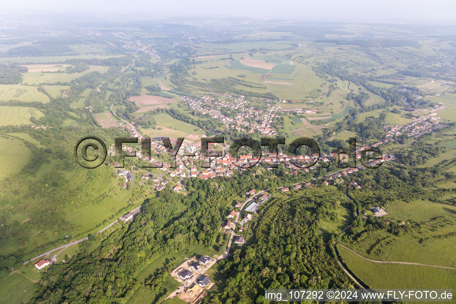 Vue aérienne de Bliesbruck dans le département Moselle, France