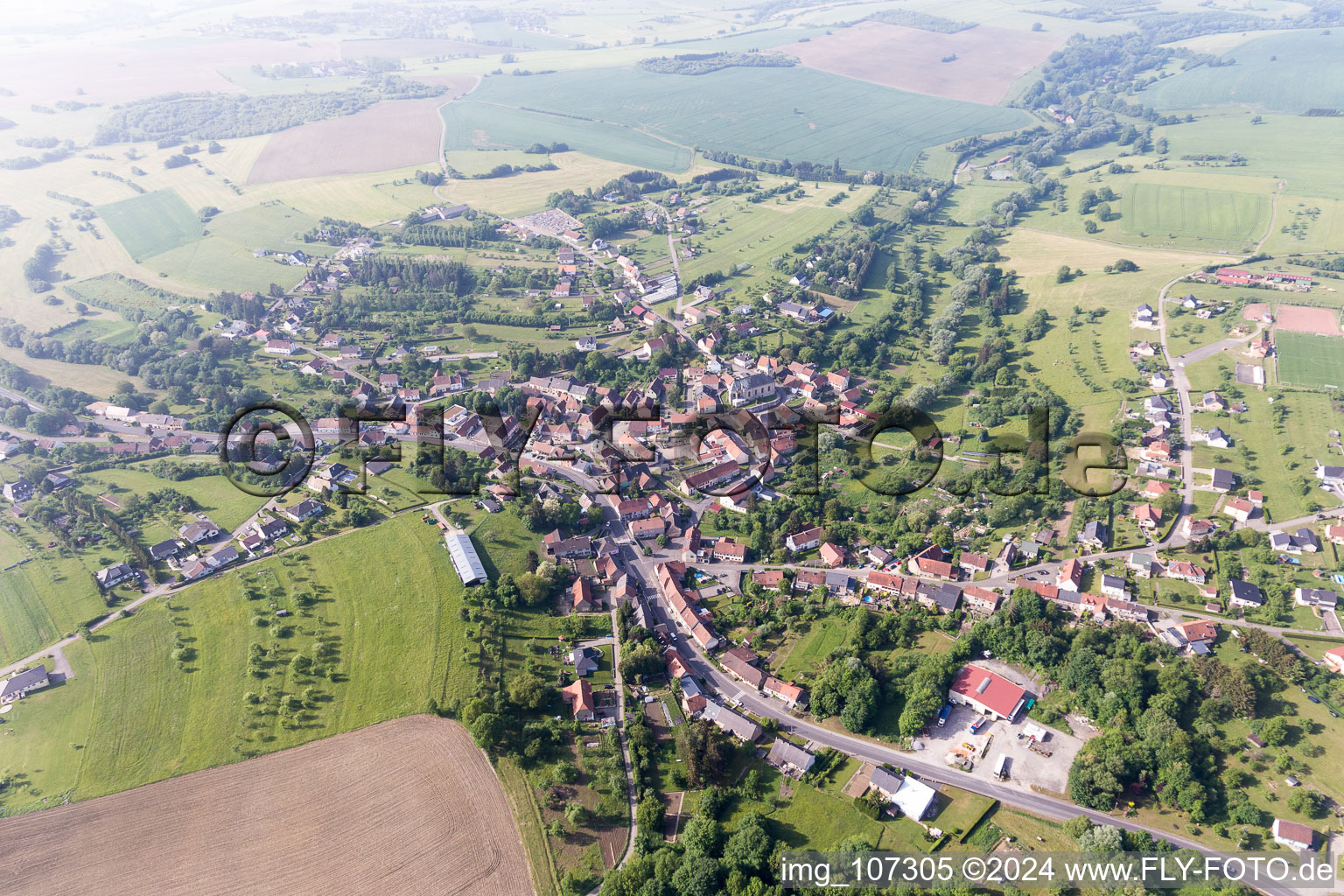 Vue aérienne de Gros-Réderching dans le département Moselle, France