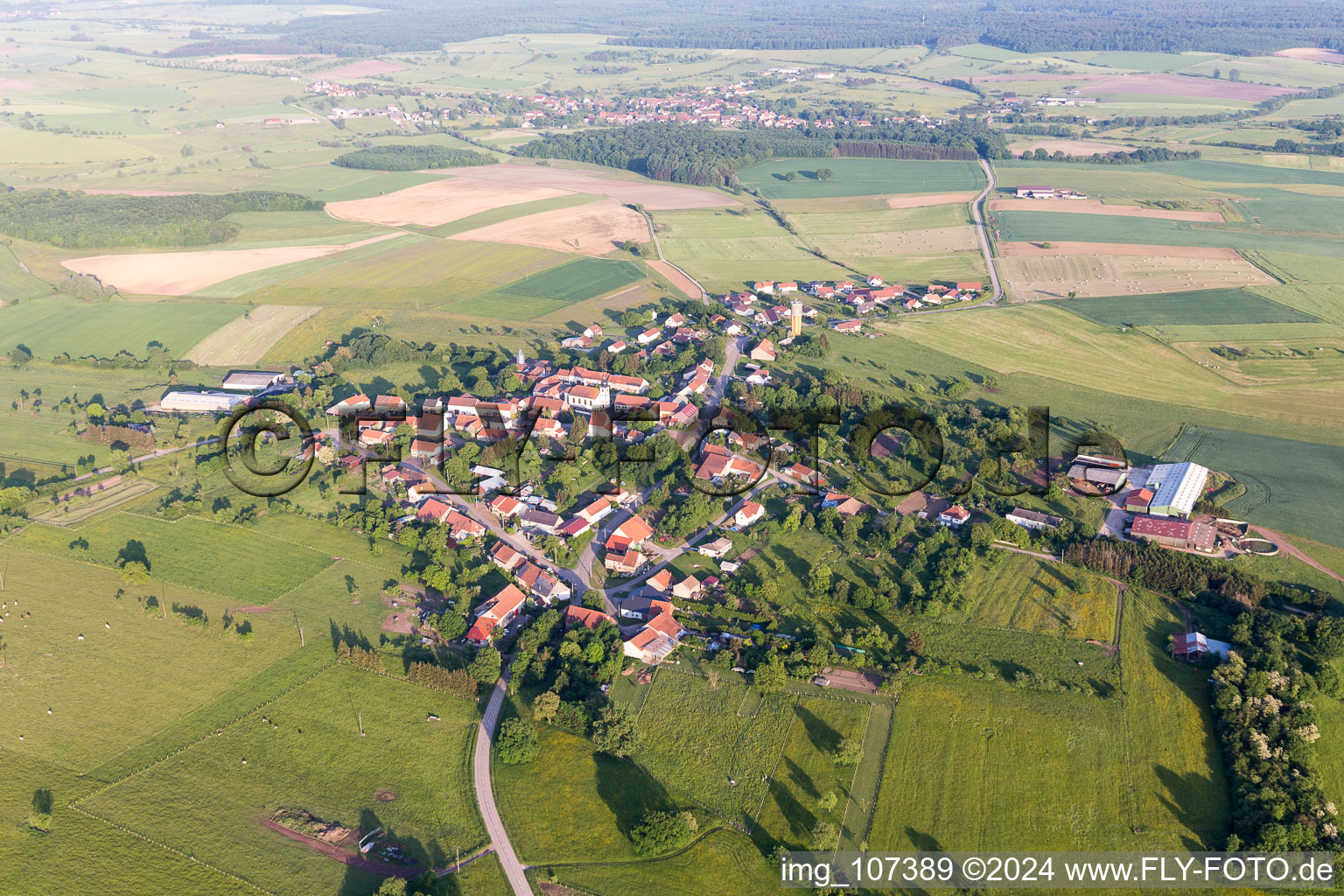 Vue aérienne de Honskirch dans le département Moselle, France