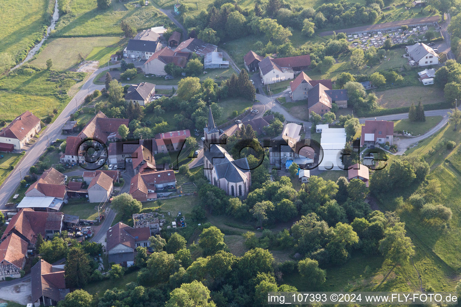 Vue oblique de Vibersviller dans le département Moselle, France