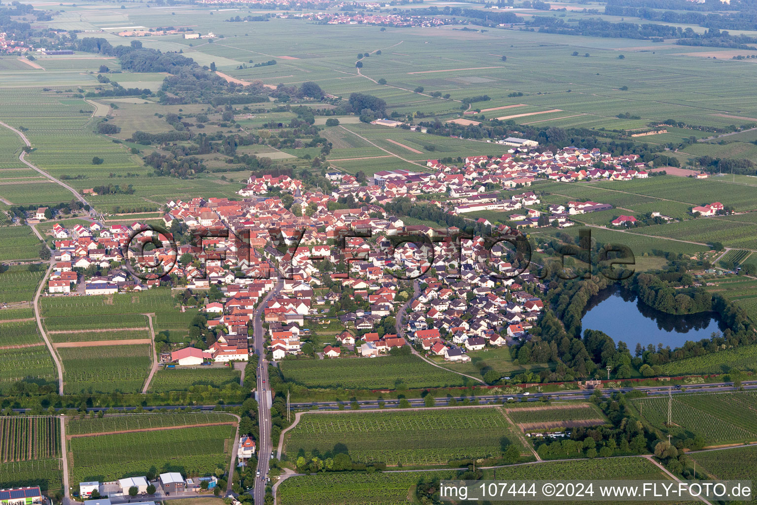 Kirrweiler dans le département Rhénanie-Palatinat, Allemagne hors des airs