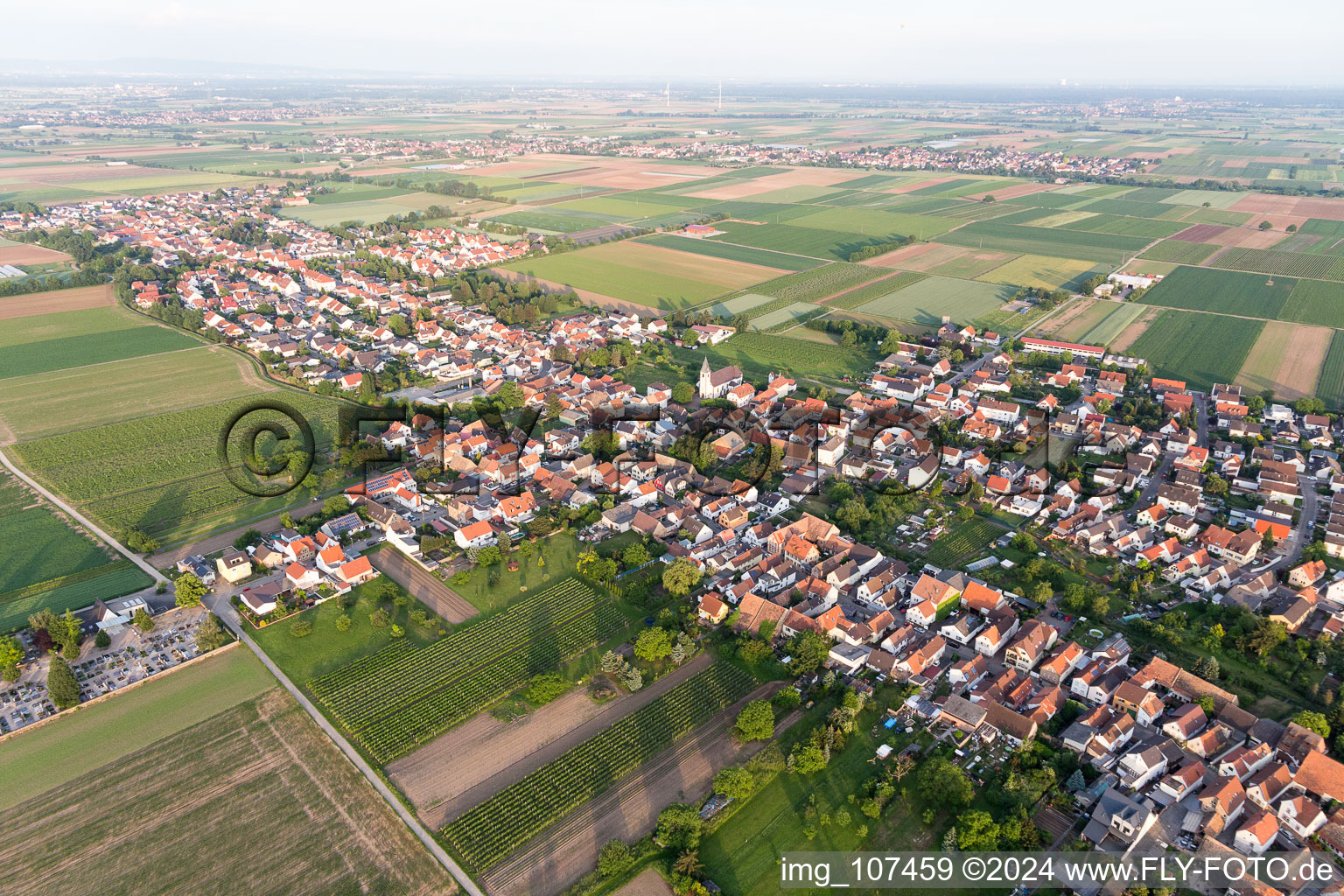 Vue oblique de Rödersheim-Gronau dans le département Rhénanie-Palatinat, Allemagne