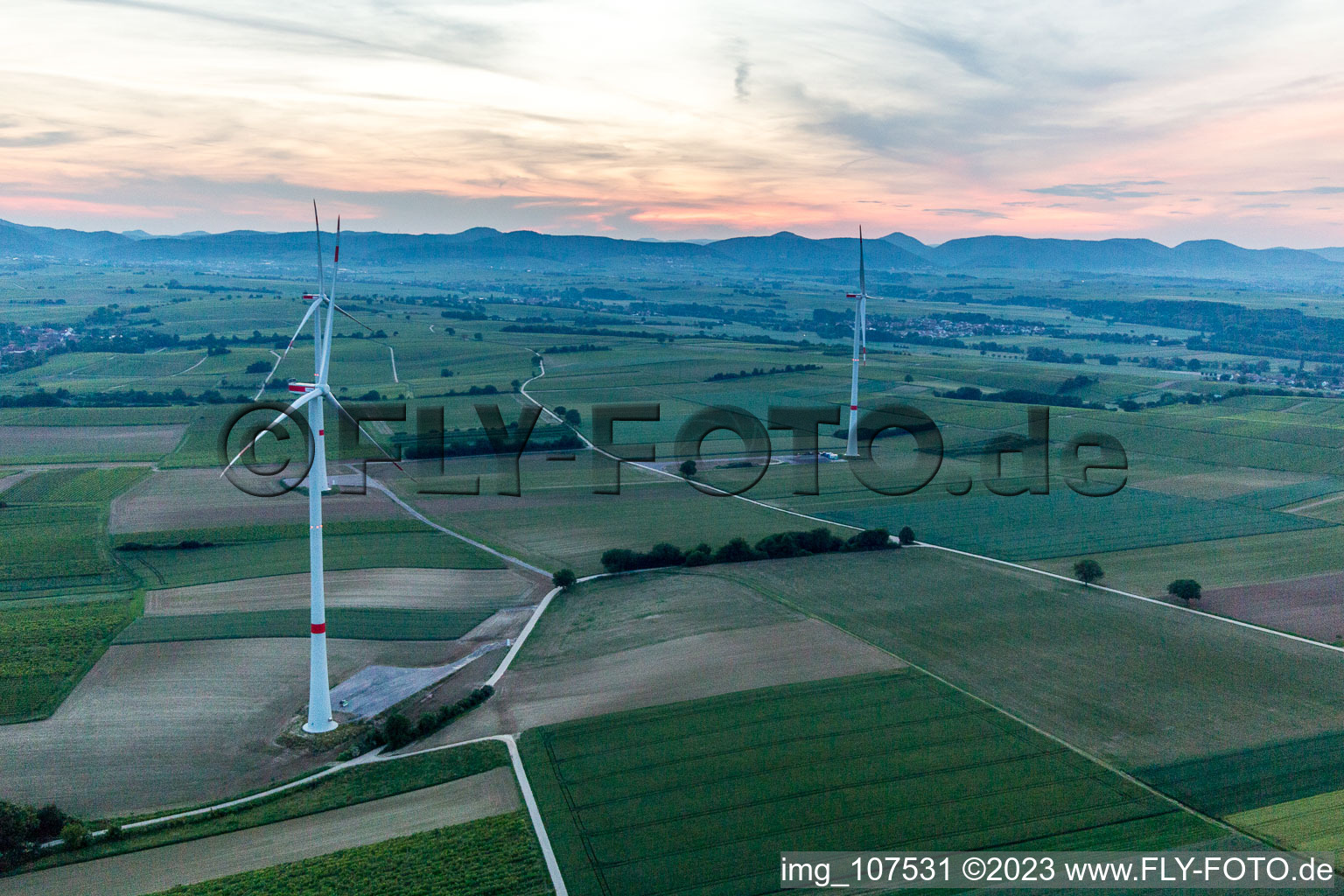 Photographie aérienne de WKA à Freckenfeld dans le département Rhénanie-Palatinat, Allemagne