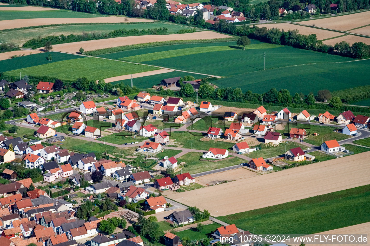 Vue aérienne de Nouvelle zone de développement NE à le quartier Schaidt in Wörth am Rhein dans le département Rhénanie-Palatinat, Allemagne