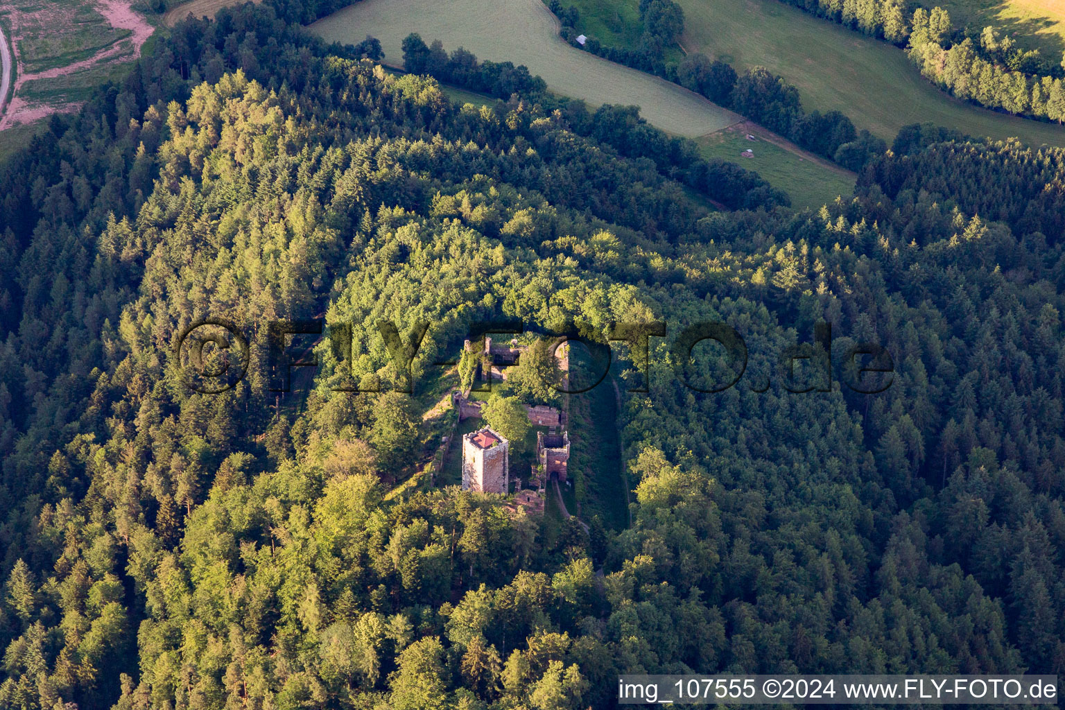 Photographie aérienne de Château de Wildenberg à le quartier Preunschen in Kirchzell dans le département Bavière, Allemagne