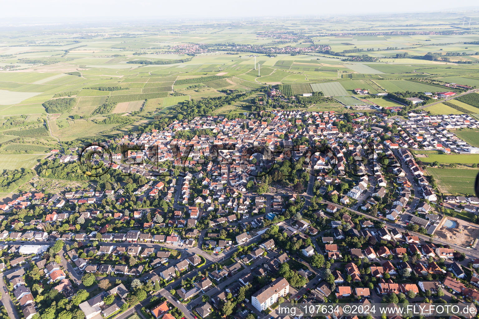 Vue oblique de Zornheim dans le département Rhénanie-Palatinat, Allemagne