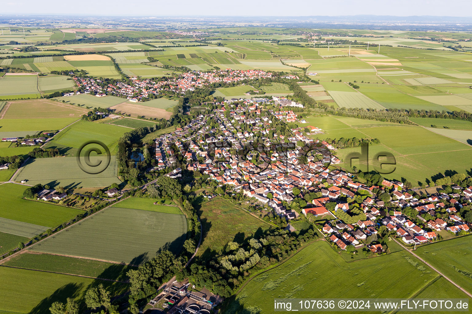 Vue aérienne de Hahnheim dans le département Rhénanie-Palatinat, Allemagne