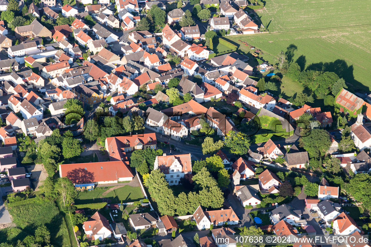 Photographie aérienne de Hahnheim dans le département Rhénanie-Palatinat, Allemagne