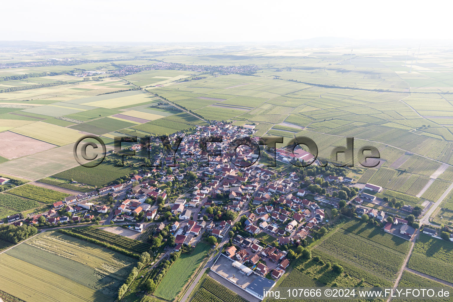 Vue oblique de Gundheim dans le département Rhénanie-Palatinat, Allemagne