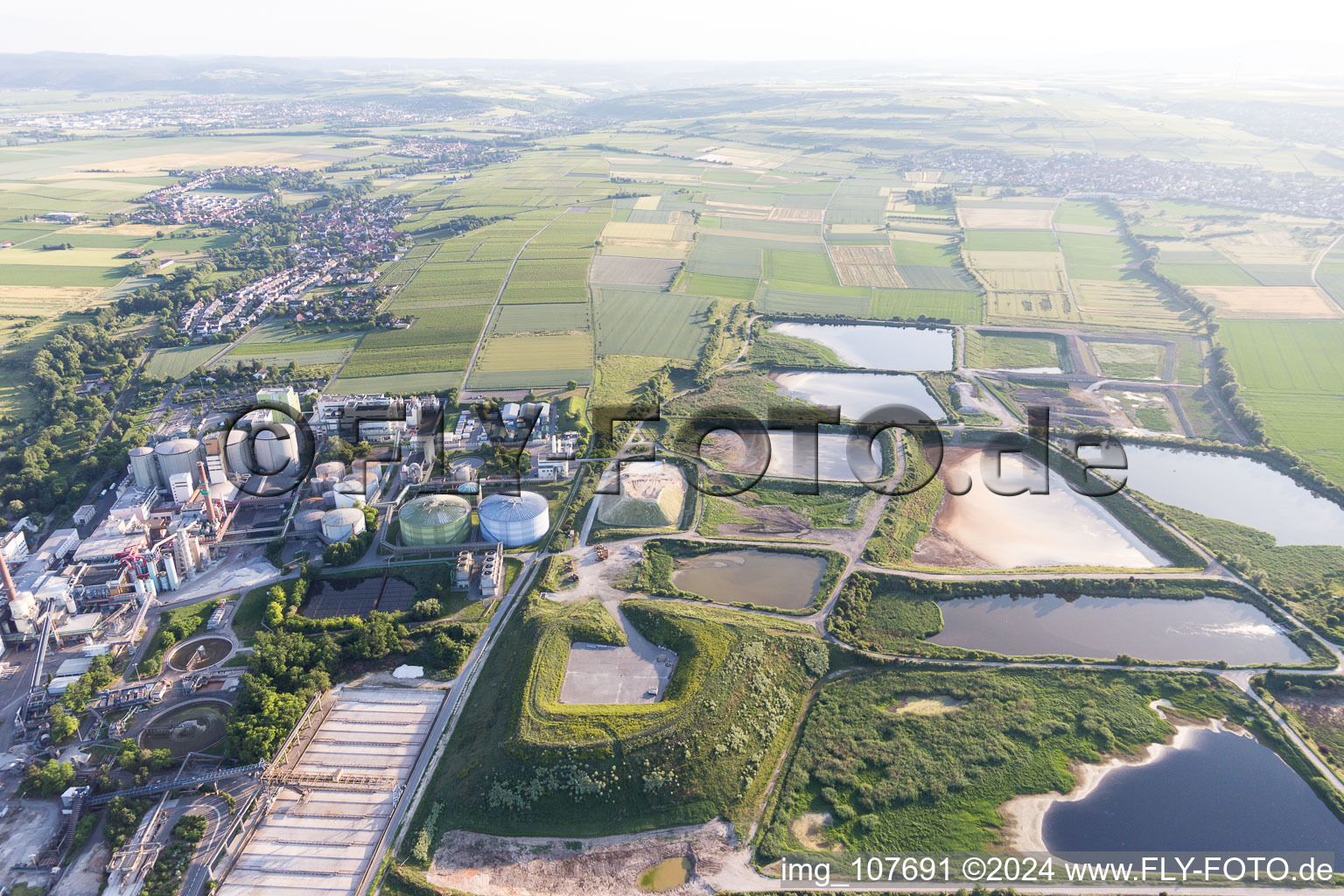 Vue oblique de Südzucker AG à Offstein dans le département Rhénanie-Palatinat, Allemagne