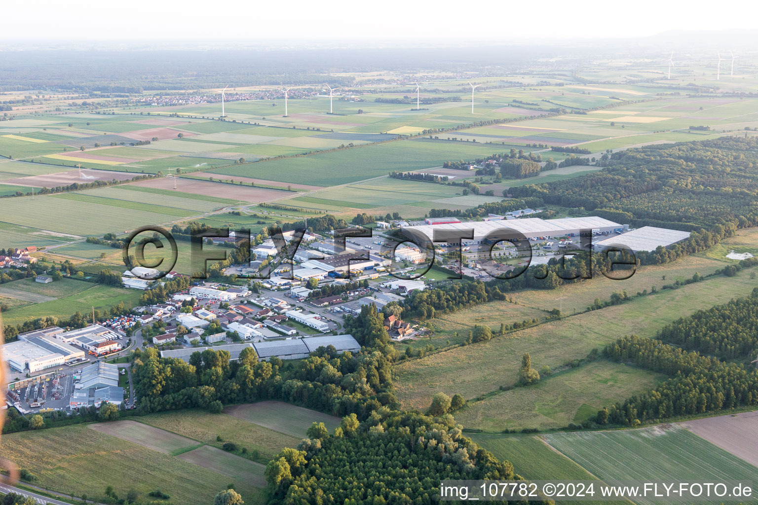 Vue d'oiseau de Zone industrielle de Horst à le quartier Minderslachen in Kandel dans le département Rhénanie-Palatinat, Allemagne