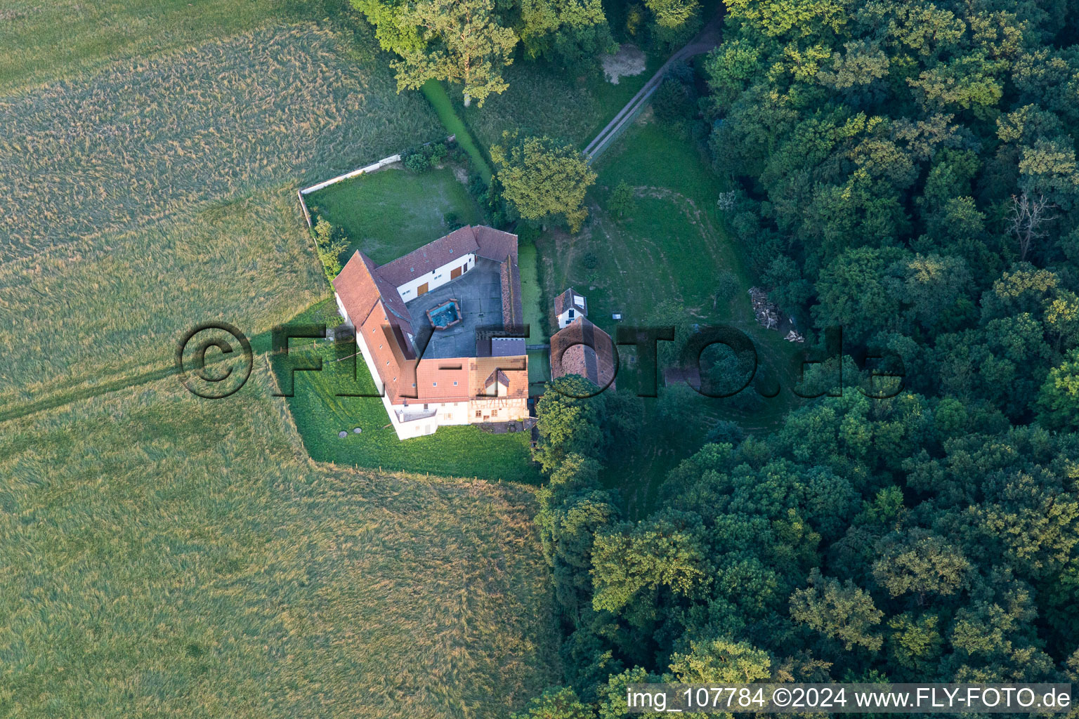 Vue aérienne de Herrenmühle à Erlenbach bei Kandel dans le département Rhénanie-Palatinat, Allemagne