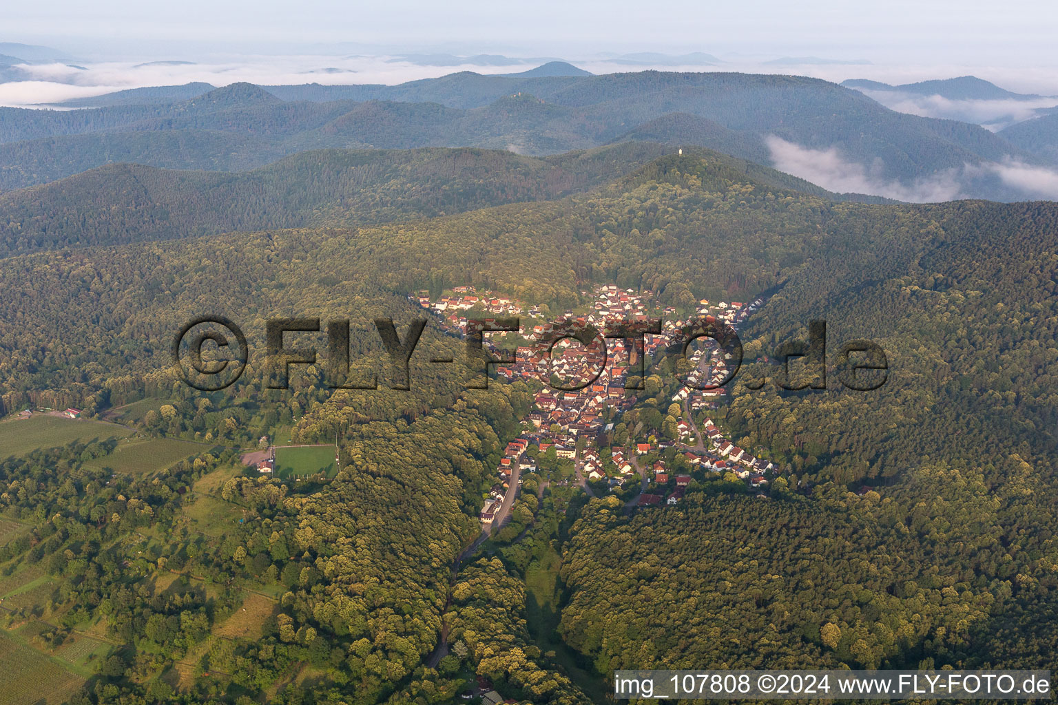 Vue d'oiseau de Dörrenbach dans le département Rhénanie-Palatinat, Allemagne