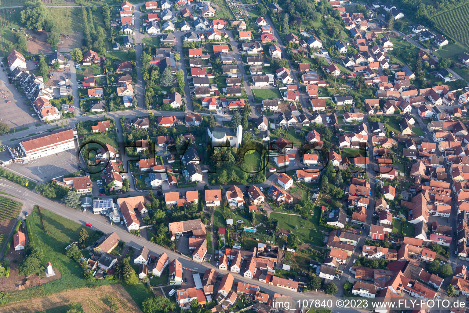 Vue oblique de Quartier Rechtenbach in Schweigen-Rechtenbach dans le département Rhénanie-Palatinat, Allemagne