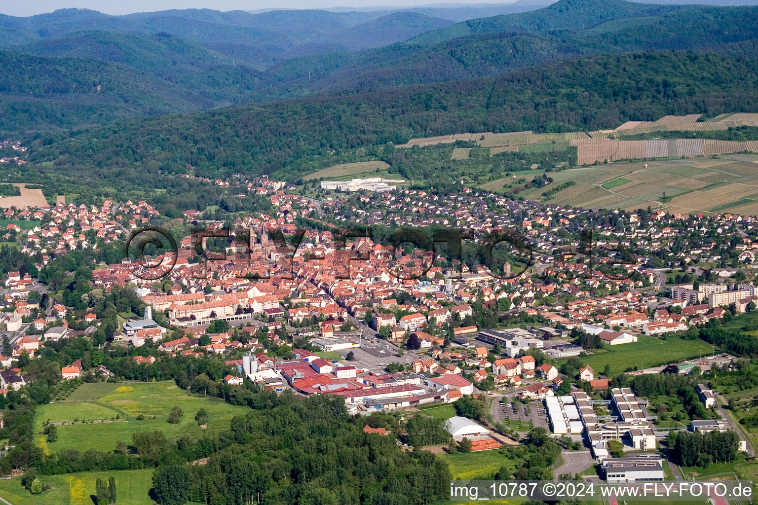 Vue aérienne de Altenstadt à Wissembourg dans le département Bas Rhin, France