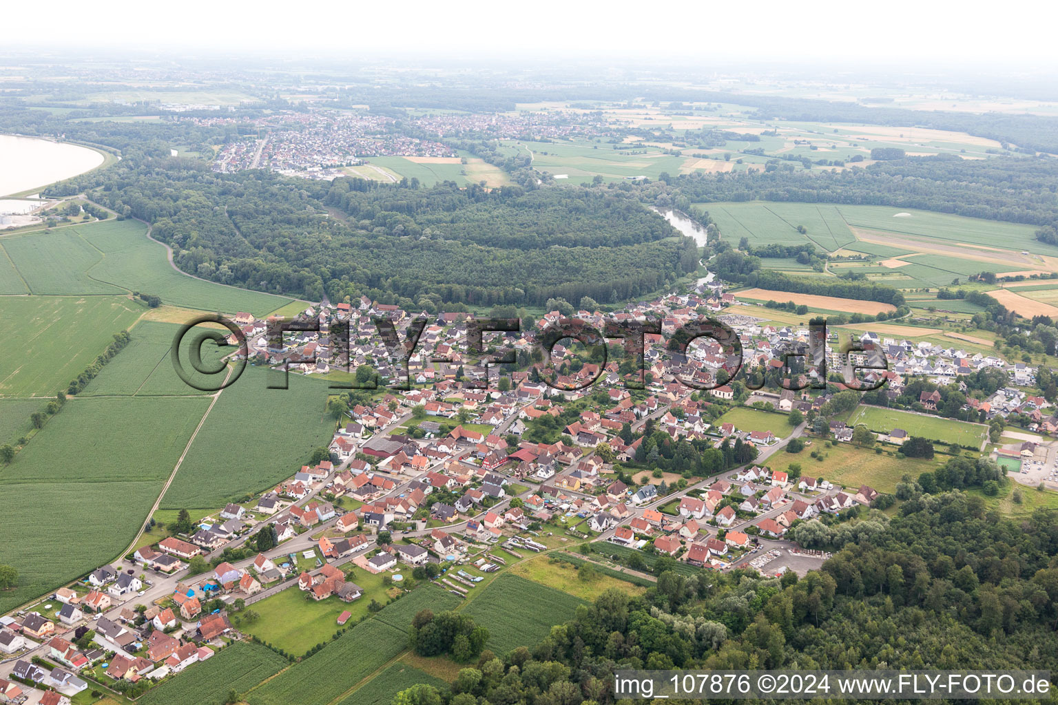 Vue aérienne de Dalhunden dans le département Bas Rhin, France