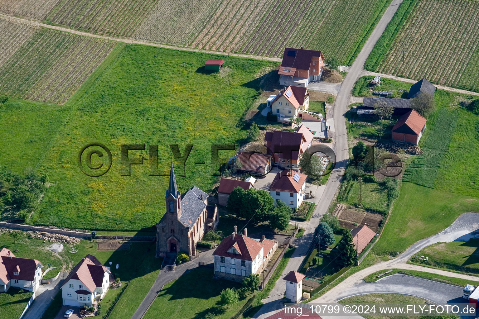 Cleebourg dans le département Bas Rhin, France vu d'un drone