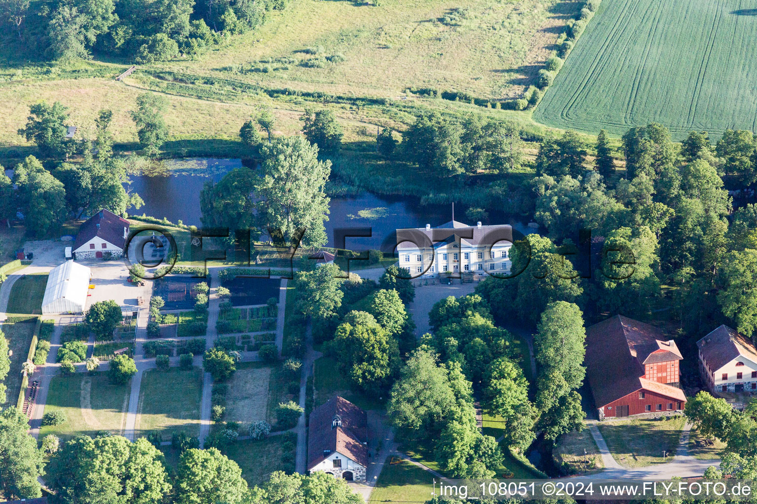 Vue oblique de Odensjö dans le département Kronoberg, Suède