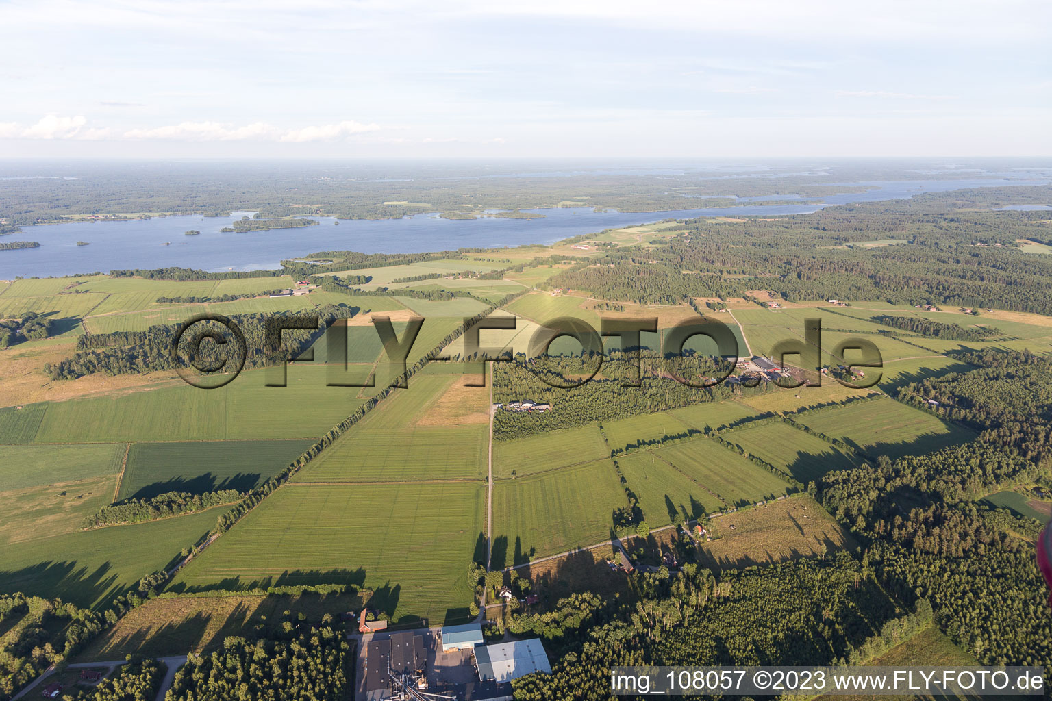 Vue aérienne de Grimslöv dans le département Kronoberg, Suède