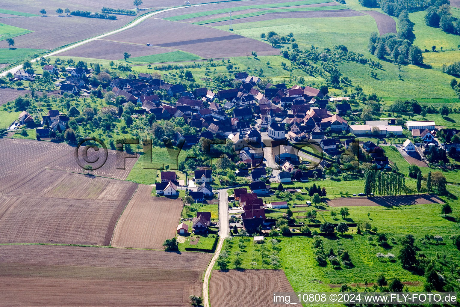 Vue aérienne de Keffenach dans le département Bas Rhin, France