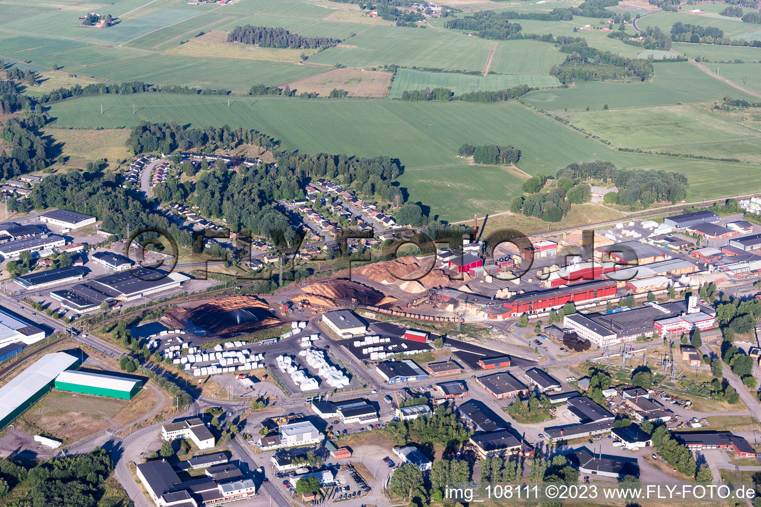 Vue aérienne de Alvesta dans le département Kronoberg, Suède