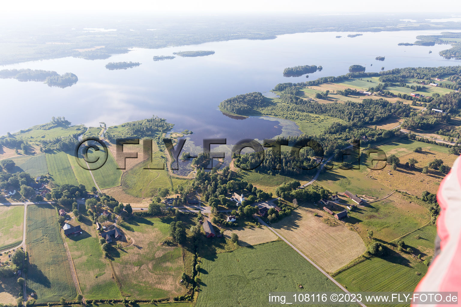 Vue aérienne de Blädinge dans le département Kronoberg, Suède