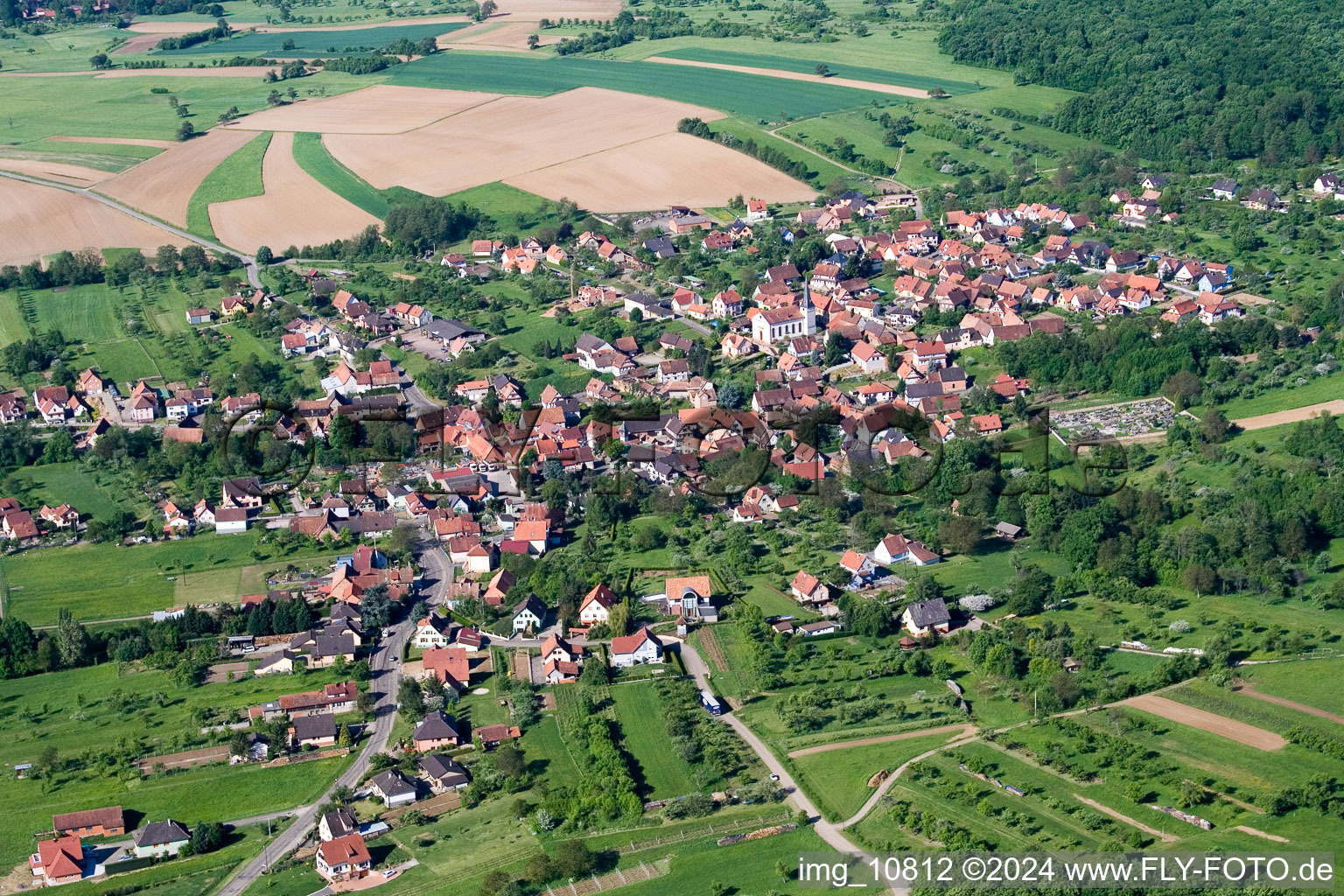 Photographie aérienne de Champs agricoles et surfaces utilisables à Lampertsloch dans le département Bas Rhin, France