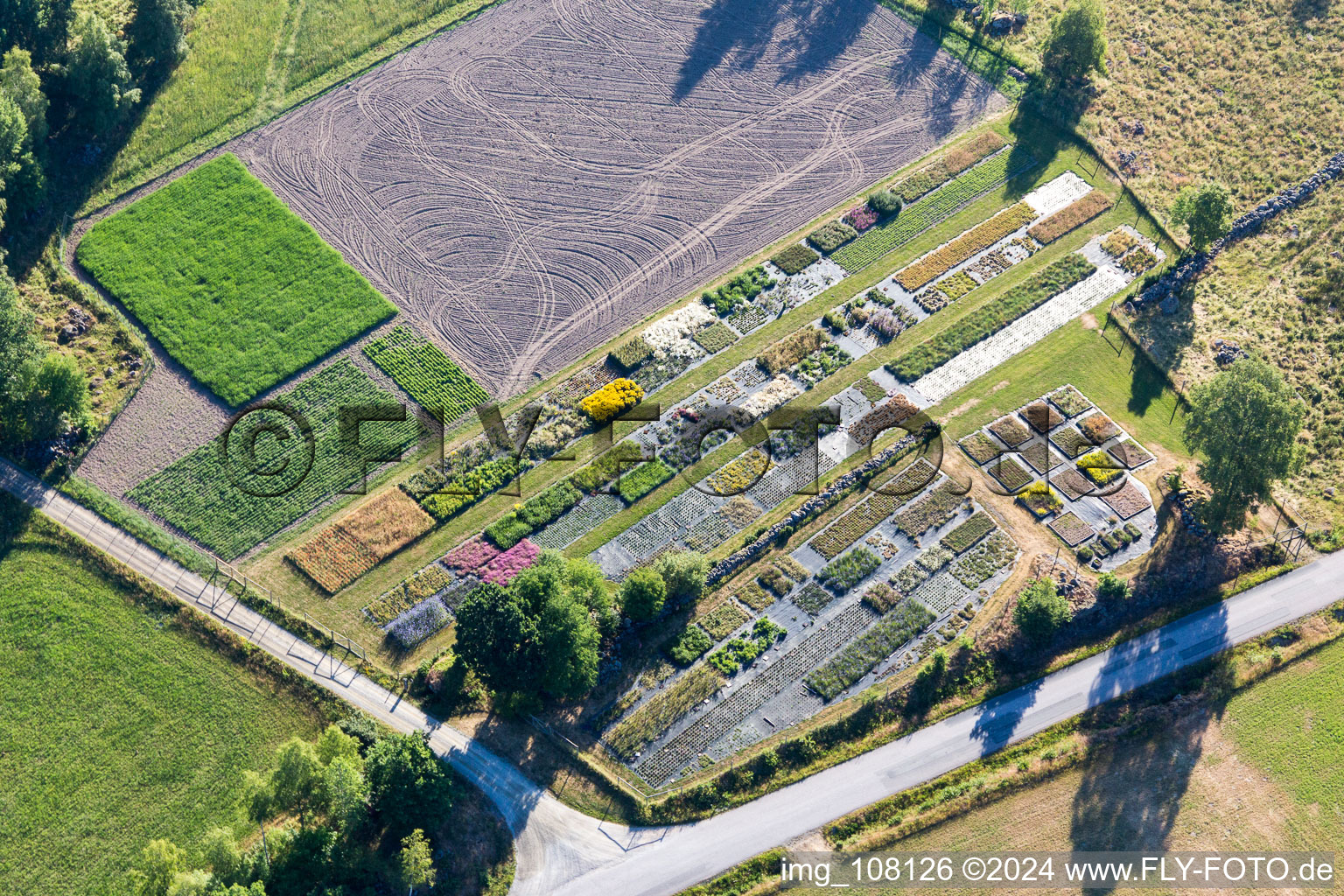 Vue oblique de Opparyd dans le département Kronoberg, Suède