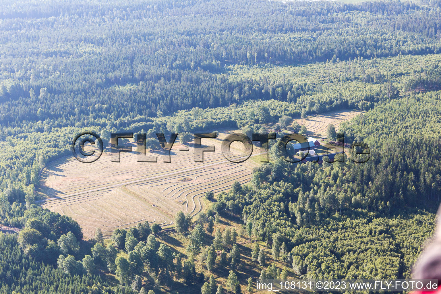Vue aérienne de Flogmyran dans le département Kronoberg, Suède