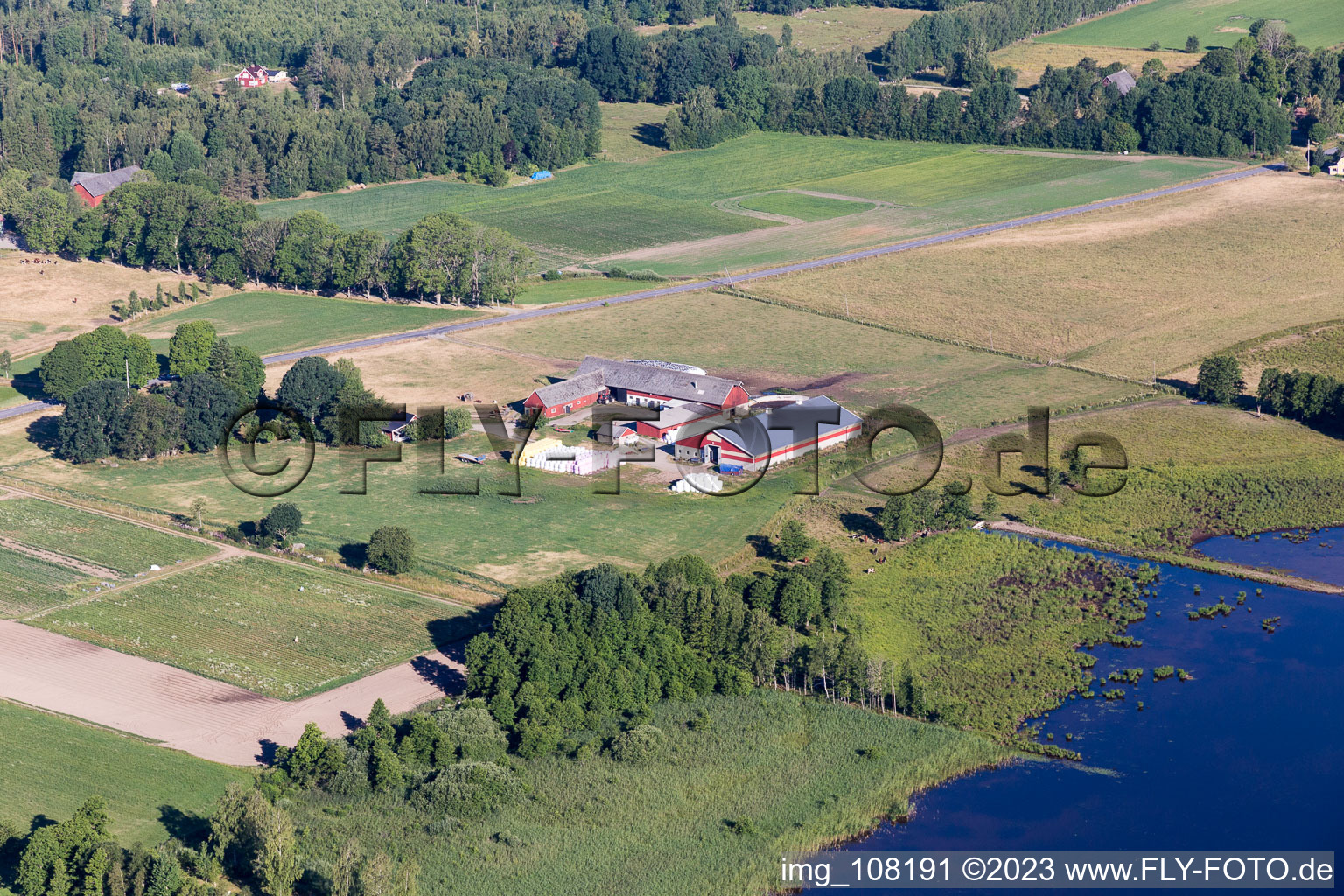 Vue aérienne de Hunna dans le département Kronoberg, Suède