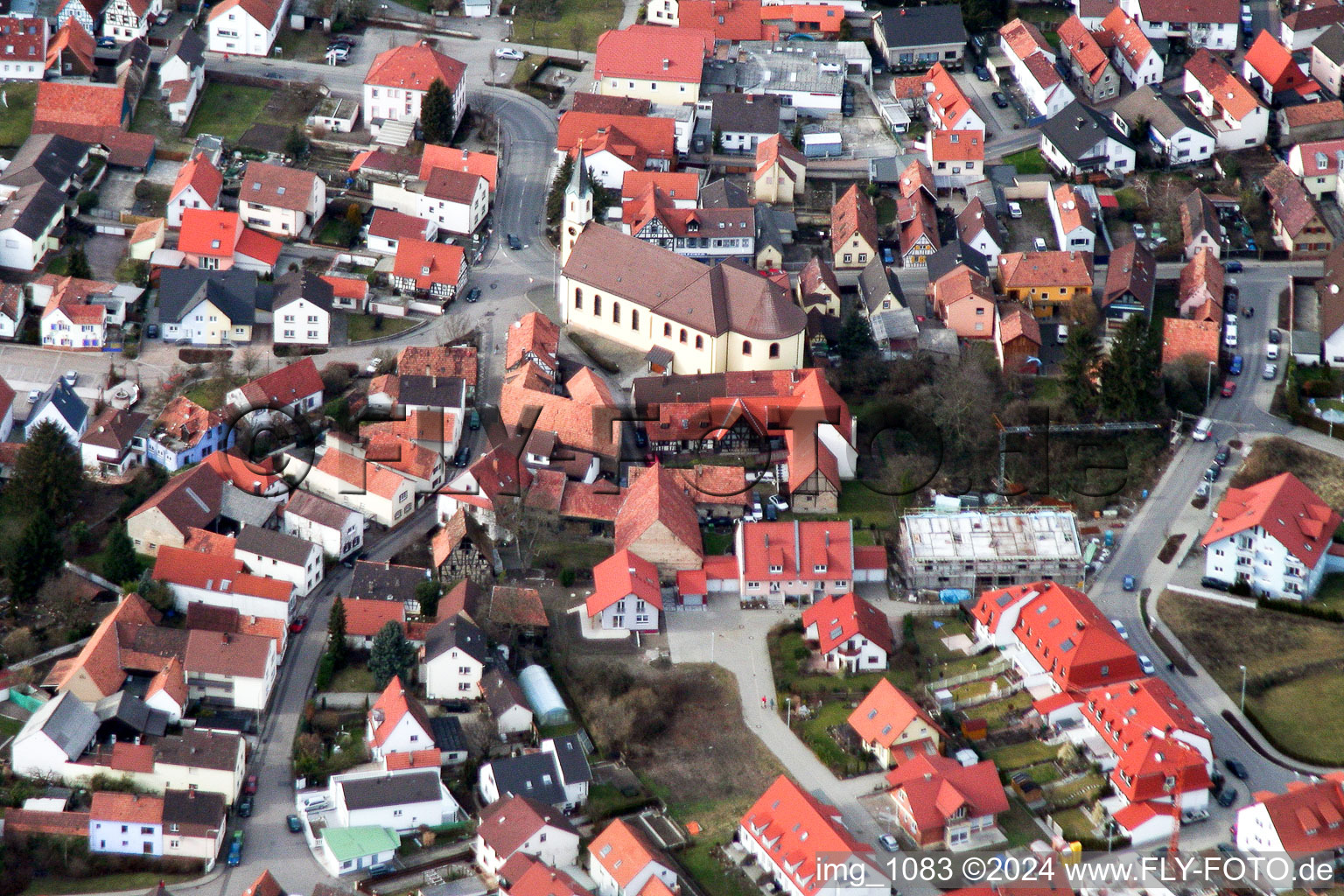 Vue aérienne de Centre à le quartier Maximiliansau in Wörth am Rhein dans le département Rhénanie-Palatinat, Allemagne