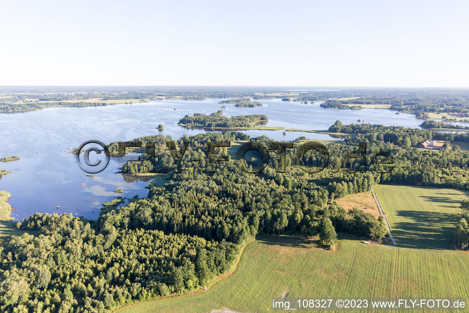 Vue aérienne de Vrankunge dans le département Kronoberg, Suède